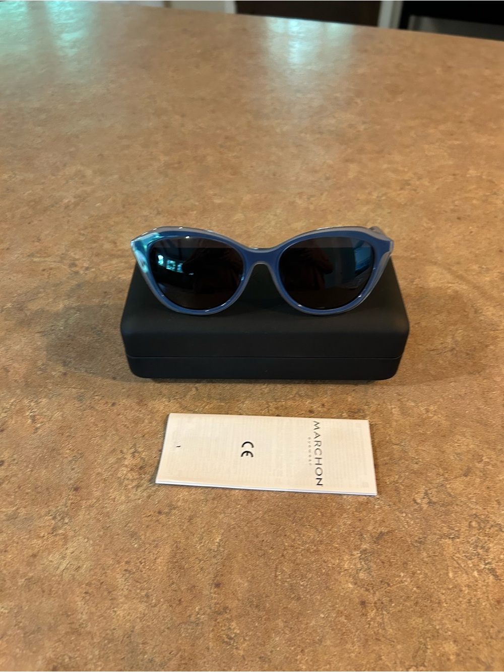 Women's DKNY Blue Cat-Eye Sunglasses with Dark Lenses